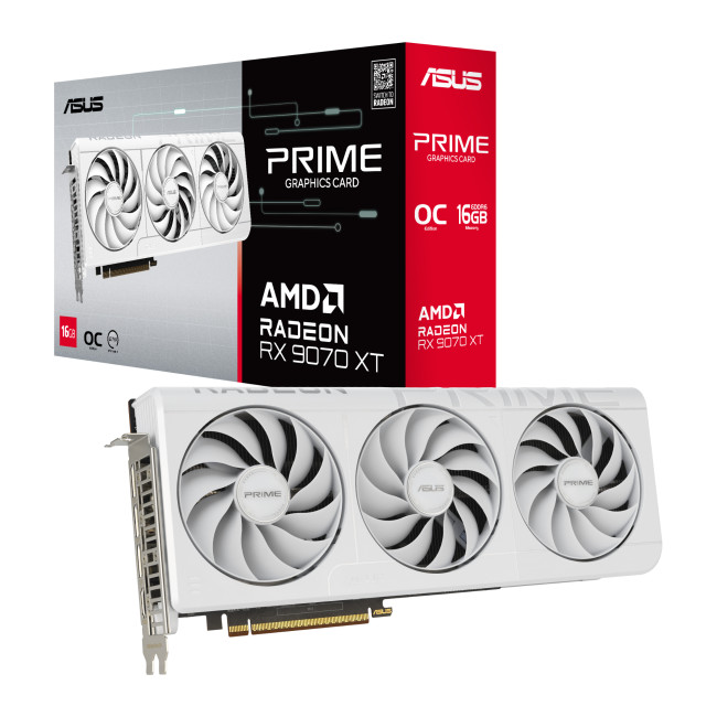 Asus Radeon RX 9070 XT Prime 16GB OC Graphics Card - White