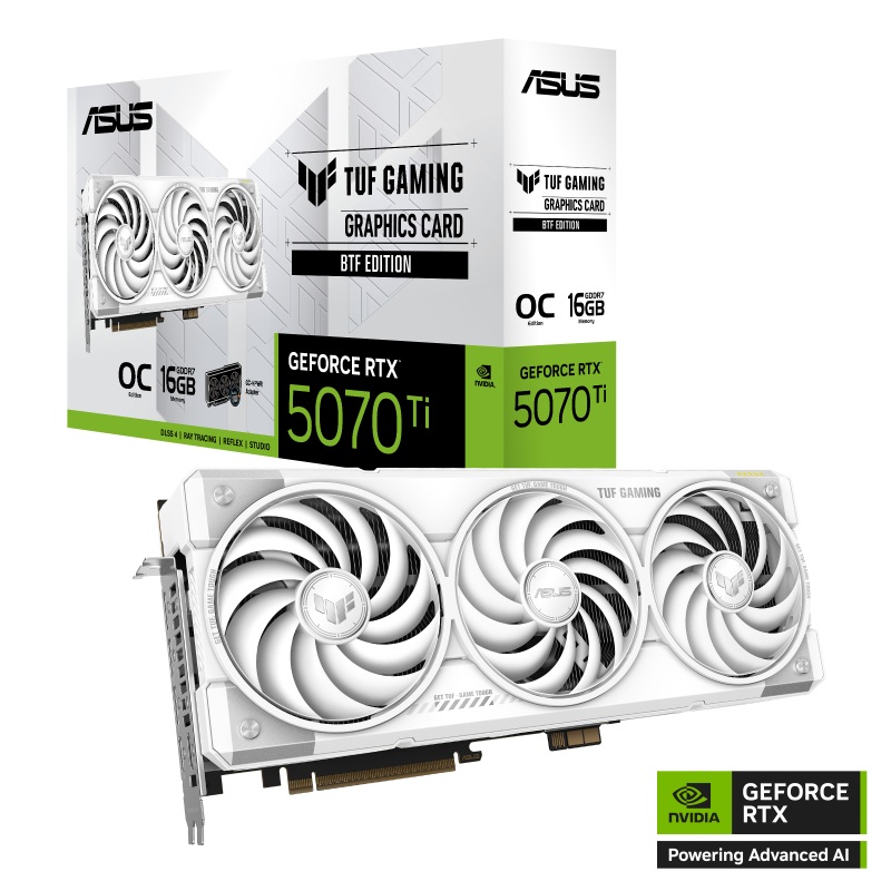 ASUS GeForce RTX 5070 Ti TUF Gaming BTF OC Edition 16GB Graphics Card - White
