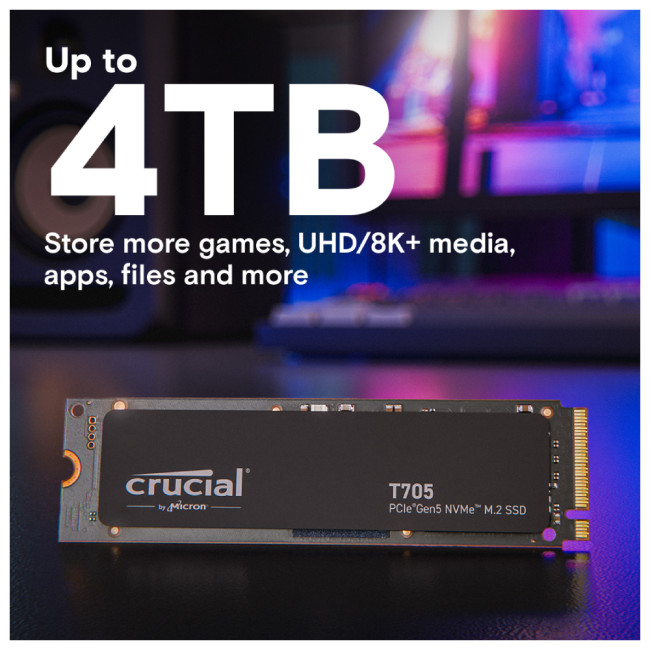 Crucial T705 4TB M.2 2280 NVMe PCIe 5.0 Solid state drive