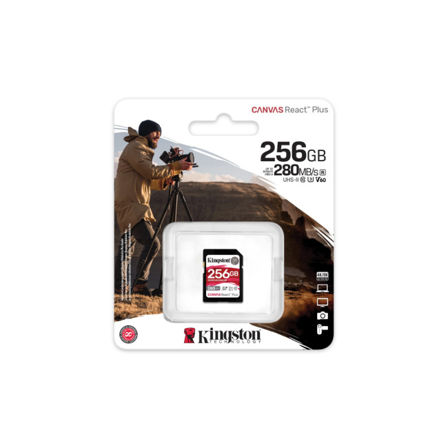 Kingston Technology Canvas React Plus Memory Card 256 GB SDXC UHS-II Class 10