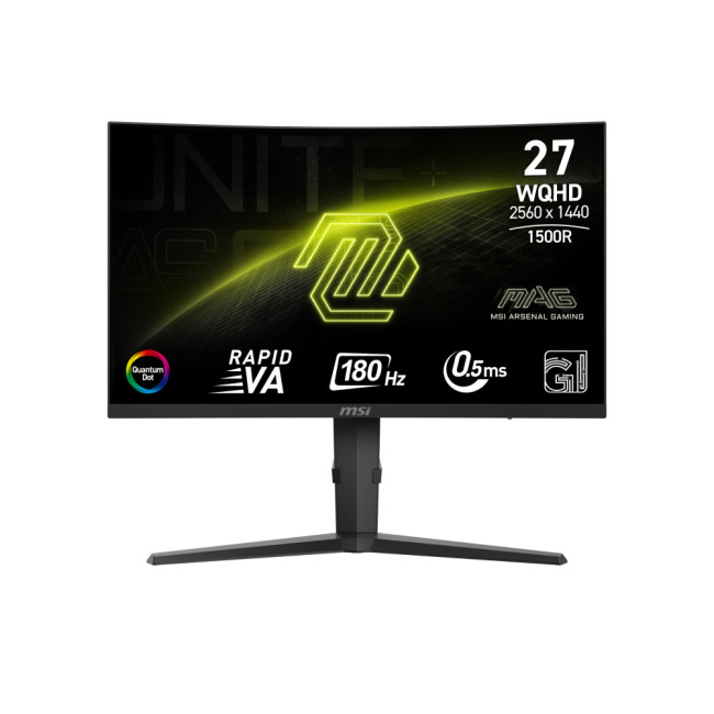 MSI MAG MAG 275CQRF QD E2 27" VA  Quad HD 180 Hz 0.5 ms Curved Height Adjustable Black Gaming Monitor