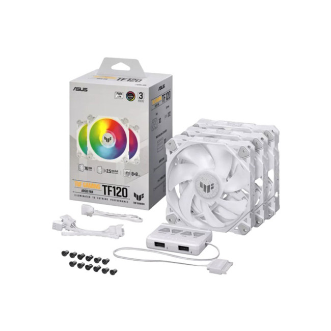 ASUS TUF GAMING TF120 ARGB WHITE EDITION 3IN1 Computer case Air cooler 12 cm 3 pc(s) - 90DA0033-B09030
