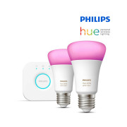 Philips Hue 10 Watt E27 Twin Bulb 929001257307 with Mini Starter Kit - Wireless Lighting Set