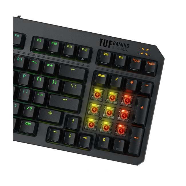 ASUS TUF GAMING K3 Gen II Optical-Mechanical Compact Gaming Keyboard, 97-Key Layout, Dampening Foam, IP57, RGB Lighting