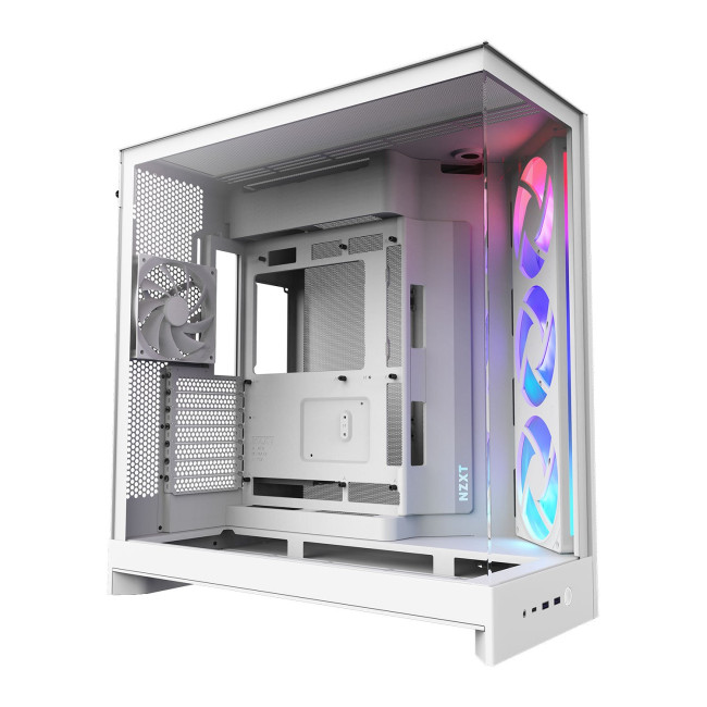 NZXT H9 Flow RGB (2025) Tempered Glass Dual Chamber Mid Tower PC Case - White