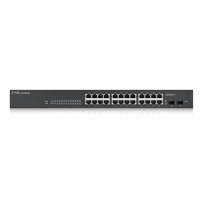 Zyxel GS1900-24-GB0102F 52 Gbit/s Rack Mountable Managed 24 x Gigabit Ethernet RJ45+SFP Ports Network Switch