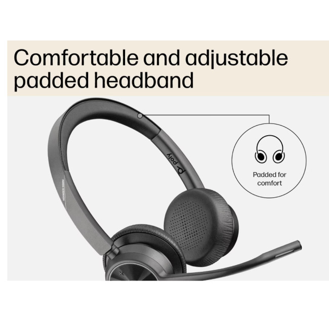 Poly Voyager 4320 Wireless USB-A Stereo Headset - Black