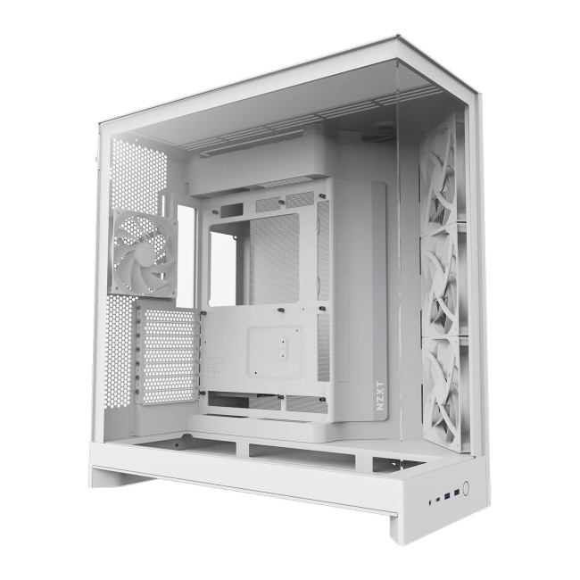 NZXT H9 Flow (2025) Tempered Glass Dual Chamber Mid Tower PC Case - White