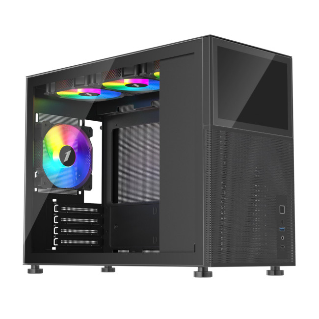 1st Player MIKU Mi6-EV Tempered Glass Emotion View Mid Tower Gaming Case - Black