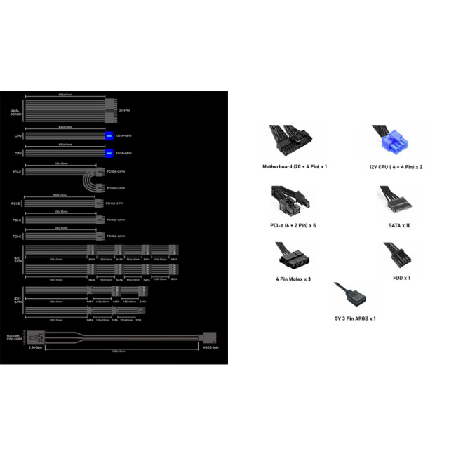 GameMax 1050W Pro Modular 80 Plus Gold ATX  Power Supply