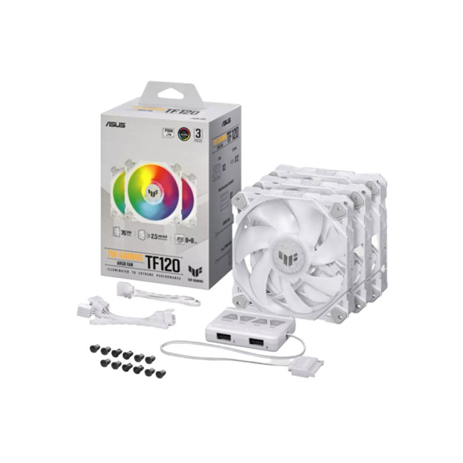 ASUS TUF GAMING TF120 ARGB WHITE EDITION 3IN1 Computer case Air cooler 12 cm 3 pc(s) - 90DA0033-B09030