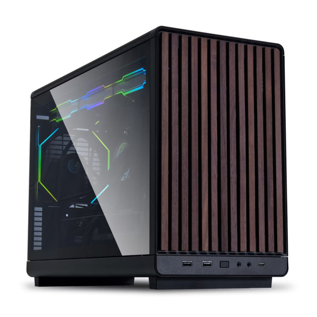 Lian Li A3-mATX Glass Edition Wood Micro Form Factor Gaming PC Case - Black