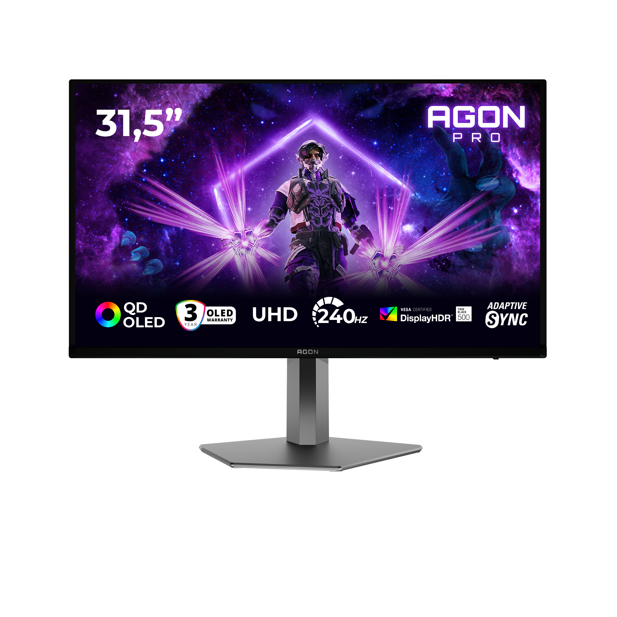 AOC AGON AG326UZD2 31.5" 4K Ultra HD OLED 240Hz 0.03ms USB-C G-Sync Height Adjustable Gaming Monitor with Speakers