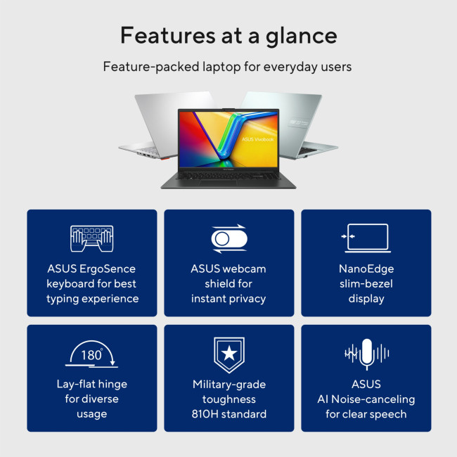 ASUS Vivobook Go 15 E1504GA-NJ097W Intel Core i3-N305 8GB RAM 512GB SSD 15.6" Windows 11 Home S Laptop