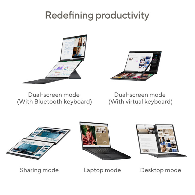 ASUS ZenBook Duo UX8406CA-QL135W Hybrid Intel Core Ultra 7 255H 16GB RAM 1TB SSD 14" Touchscreen WUXGA Windows 11 Home 2-in-1 Laptop