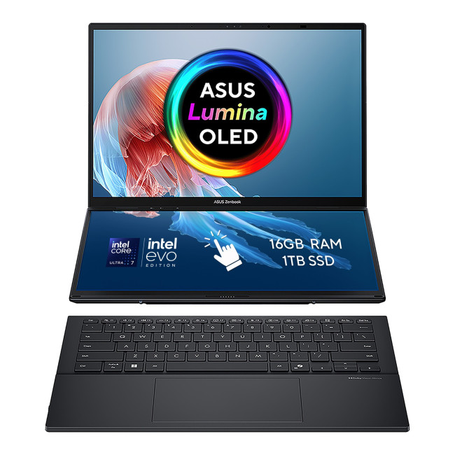 ASUS ZenBook Duo UX8406CA-QL135W Hybrid Intel Core Ultra 7 255H 16GB RAM 1TB SSD 14" Touchscreen WUXGA Windows 11 Home 2-in-1 Laptop