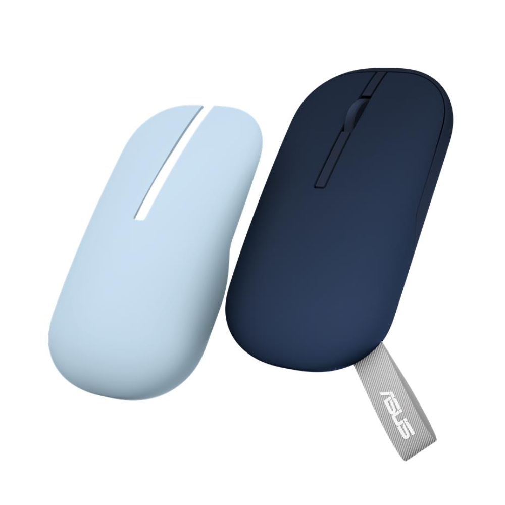 ASUS Marshmallow MD100 1600 DPI Wireless Optical Mouse - Quiet Blue with Solar Blue Cover