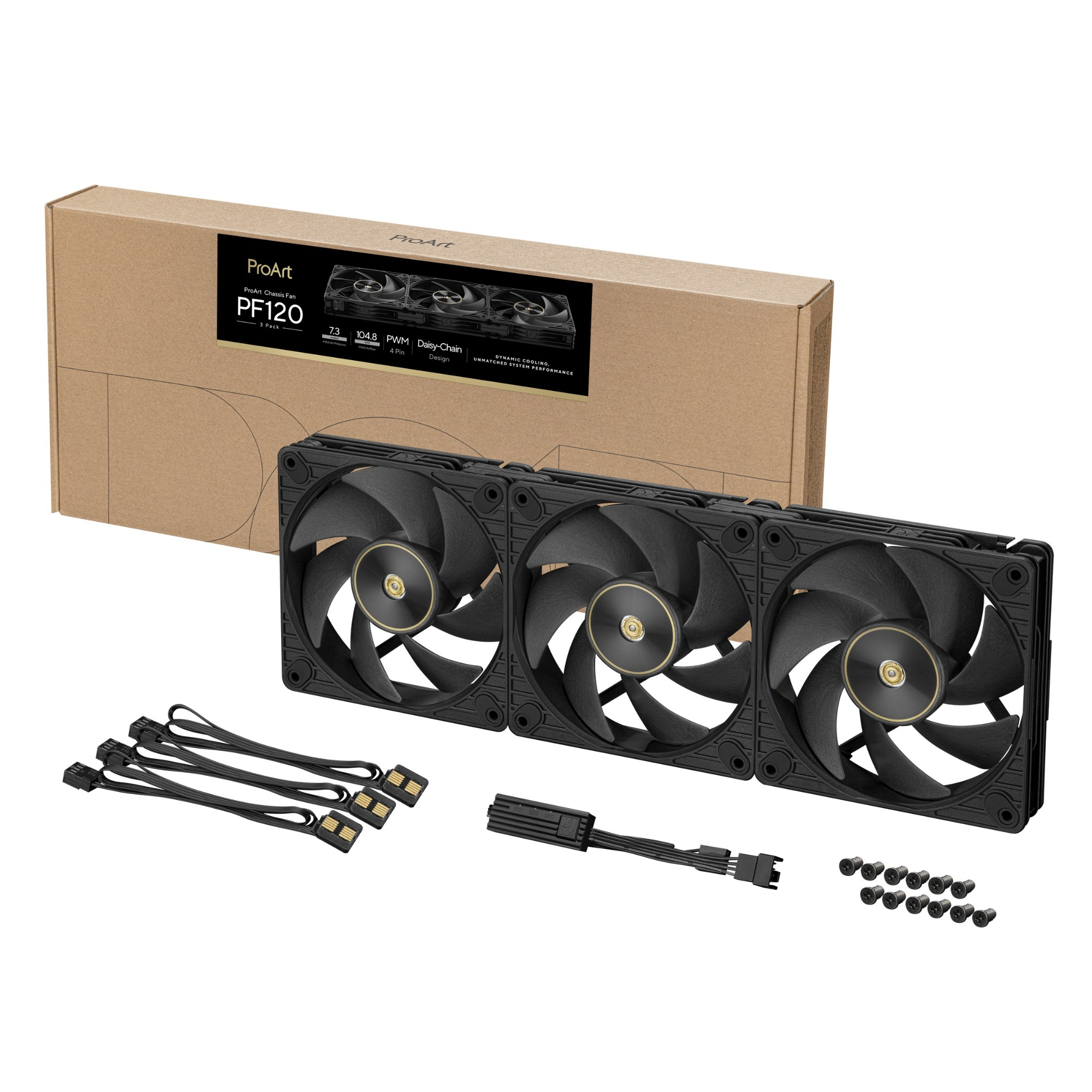 Asus Black Proart Pf120 Pwm Triple Pack Computer Fan Case