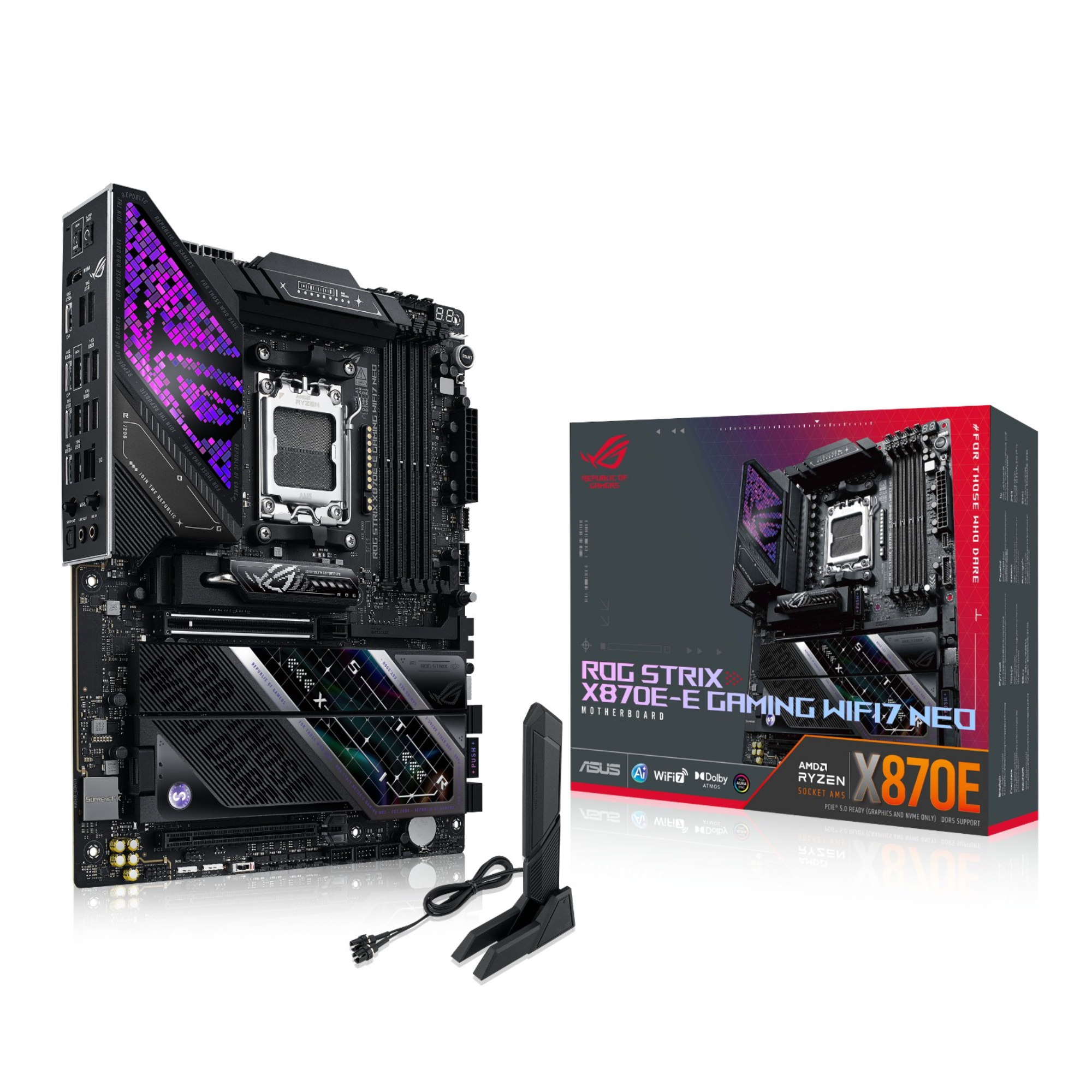 Asus Black Rog Strix X870e-E Gaming Wifi7 Neo Atx Socket Am5 Motherboard