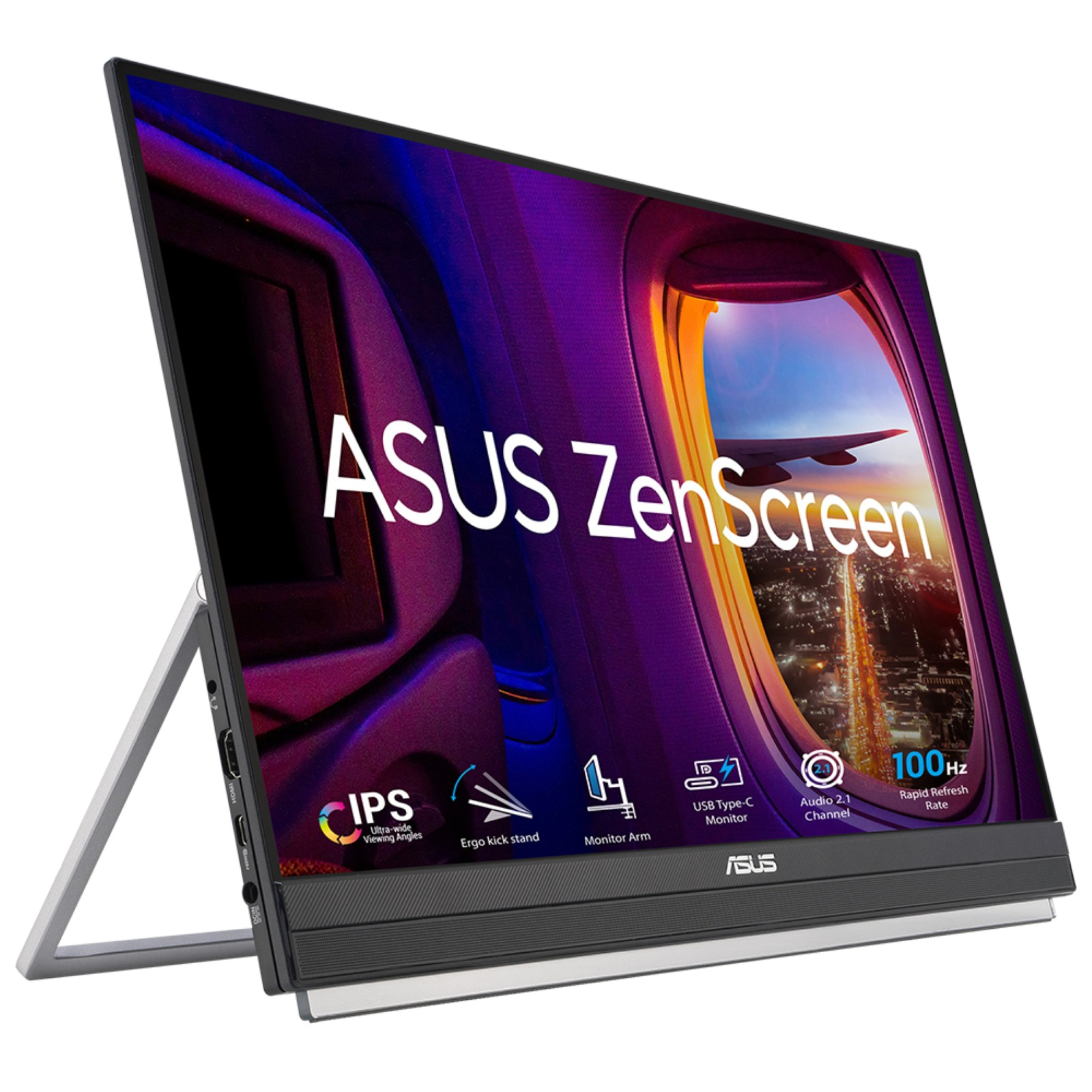 Asus Black Zenscreen Mb229cf 21.5" Full Hd Ips 100Hz 5Ms Usb-C Height Adjustable Monitor With Speakers