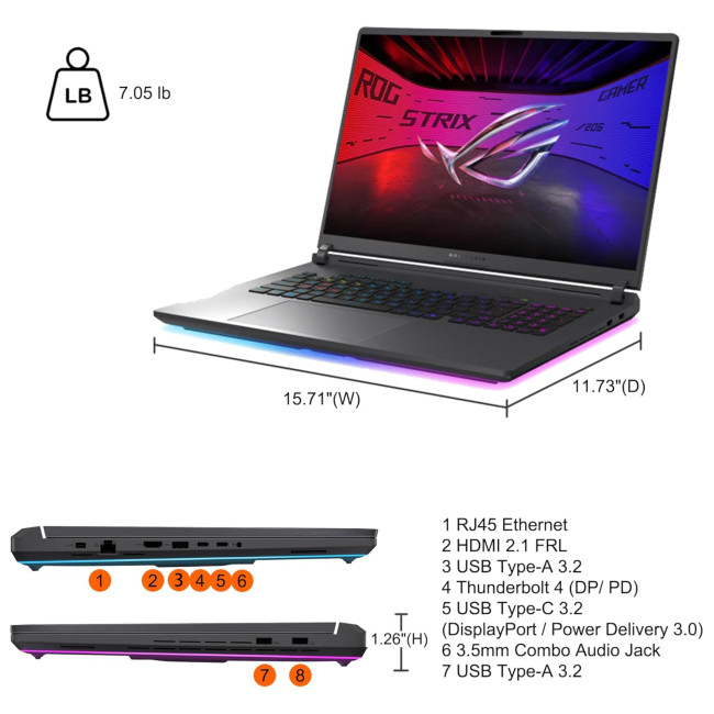 ASUS ROG Strix G18 G815LM-S9008W Intel Core Ultra 9 275HX 32GB RAM 1TB SSD RTX 5060 18" WQXGA IPS 240Hz Windows 11 Home Gaming Laptop