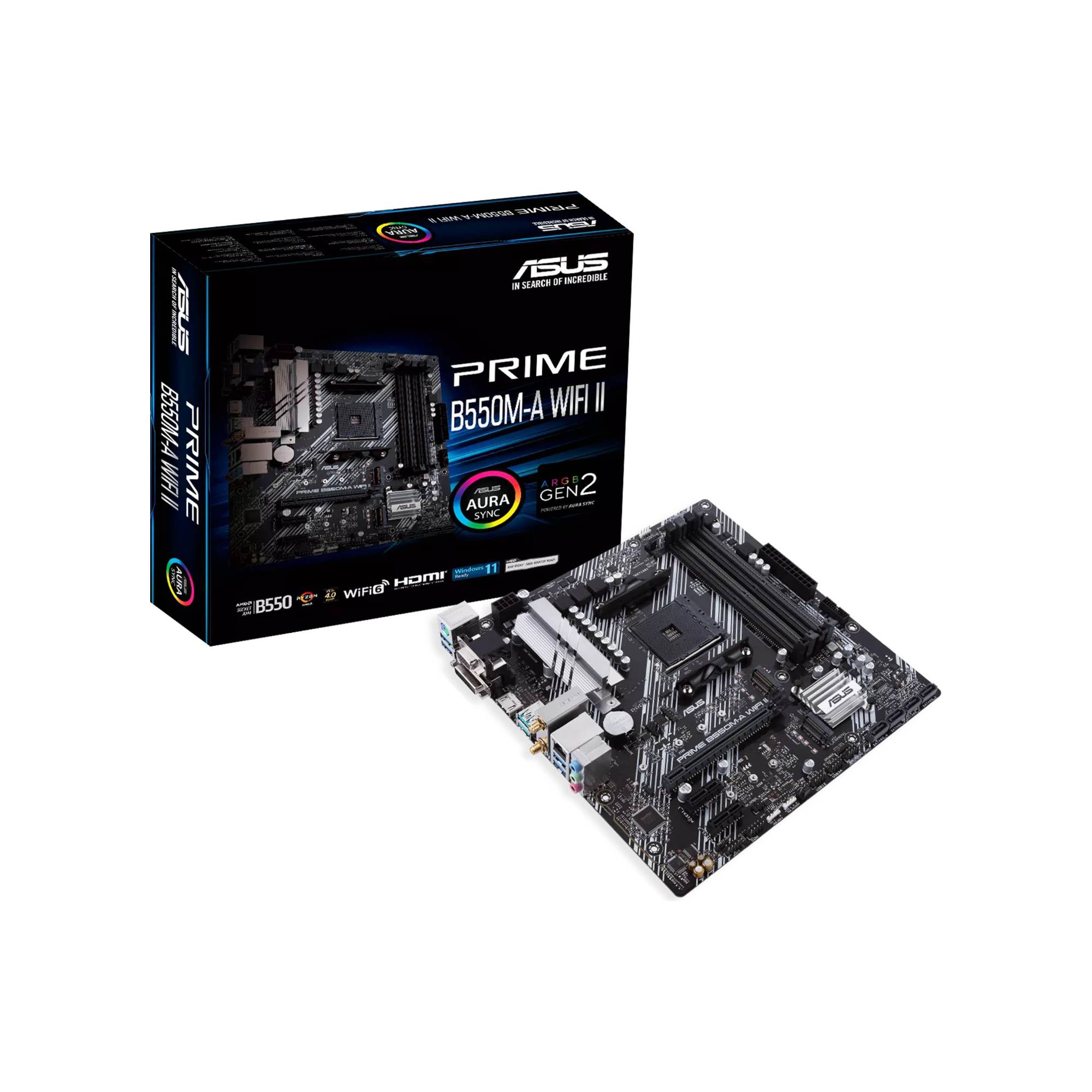 Refurbished ASUS Prime B550M-A WIFI II AMD B550 Socket AM4 Micro ATX Motherboard