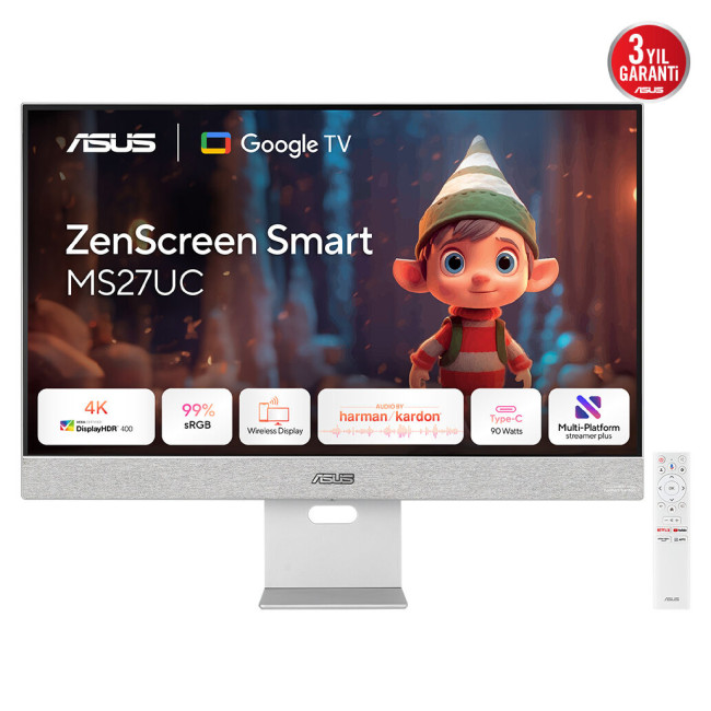 ASUS ZenScreen MS27UC 27" IPS 4K UHD 60Hz 5ms Height adjustable Smart Monitor with Speakers