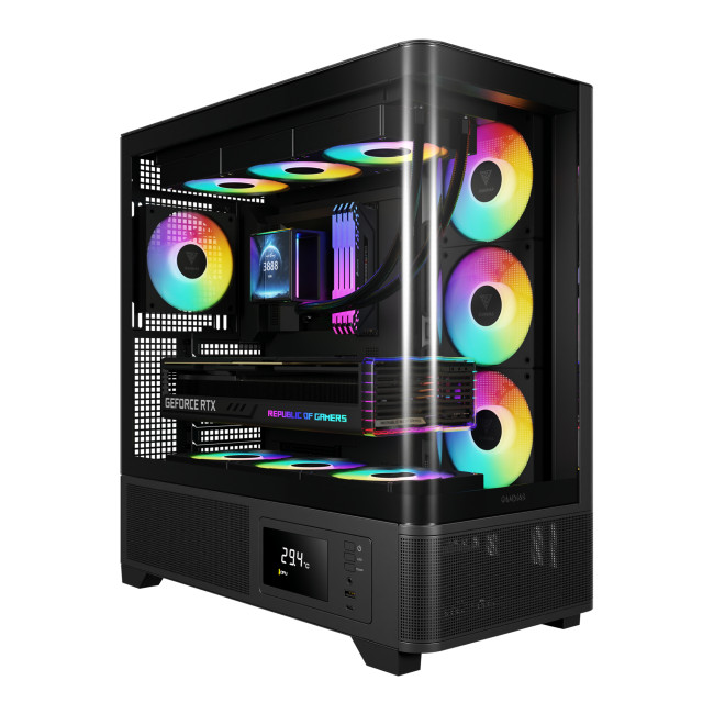 Gamdias ATLAS P2 CG Mid Tower ATX Gaming PC Case with 4 x RGB Fans - Black
