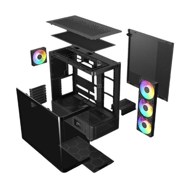 Gamdias ATLAS P2 CG Mid Tower ATX Gaming PC Case with 4 x RGB Fans - Black