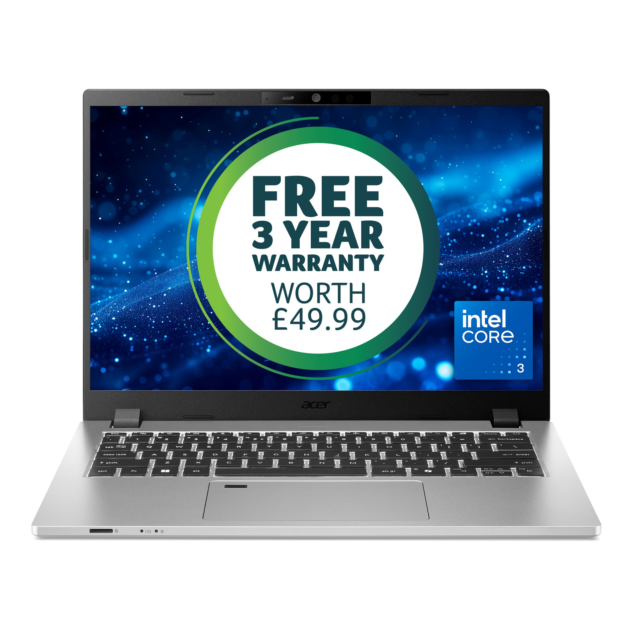 Acer Silver Travelmate P2 Tmp214-56-Tco-36B7 Intel Core 3 100U 8Gb Ram 256Gb Ssd 14" Wuxga Windows 11 Pro Laptop