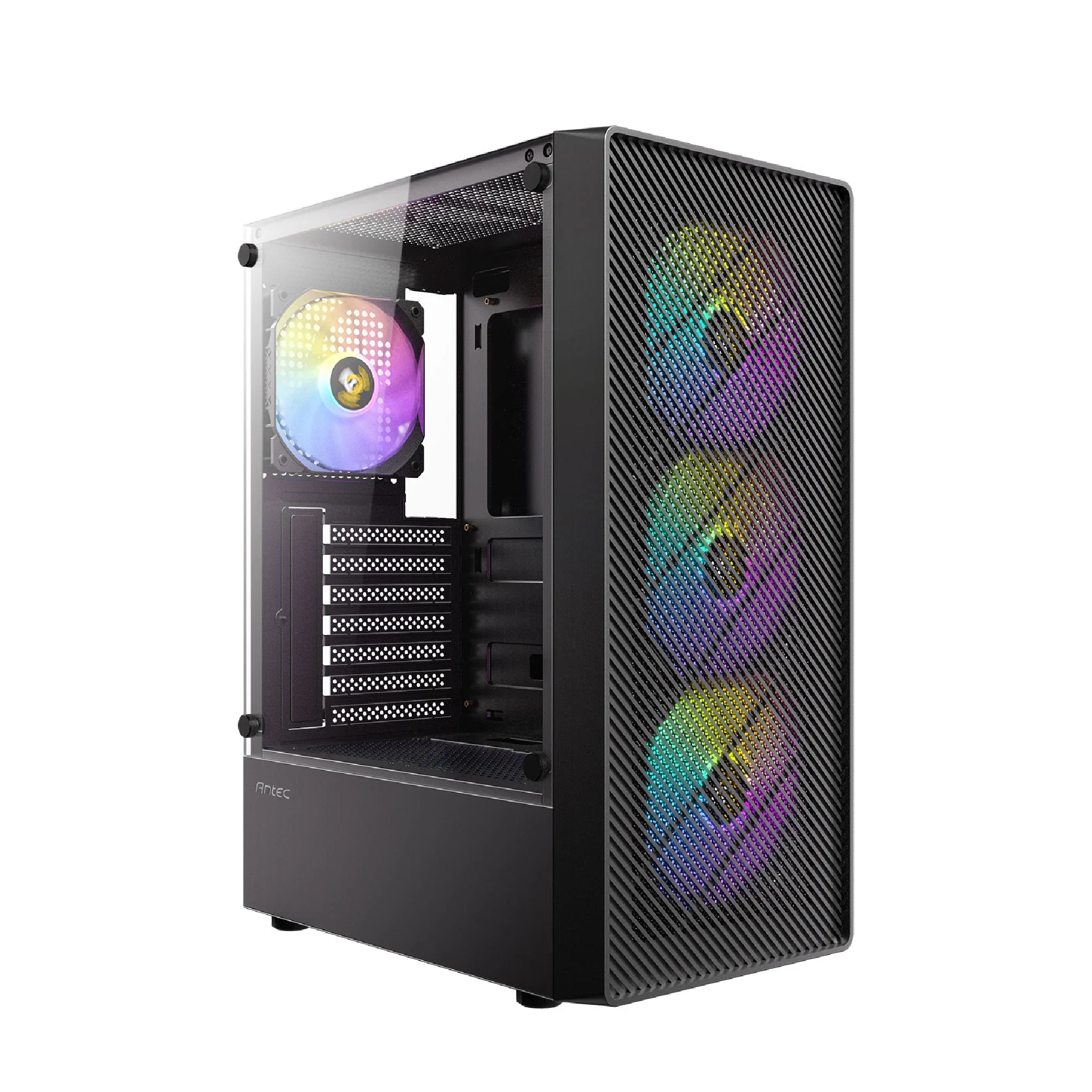 Antec AX26 RGB Elite Tempered Glass Mid Tower Gaming PC Case - Black