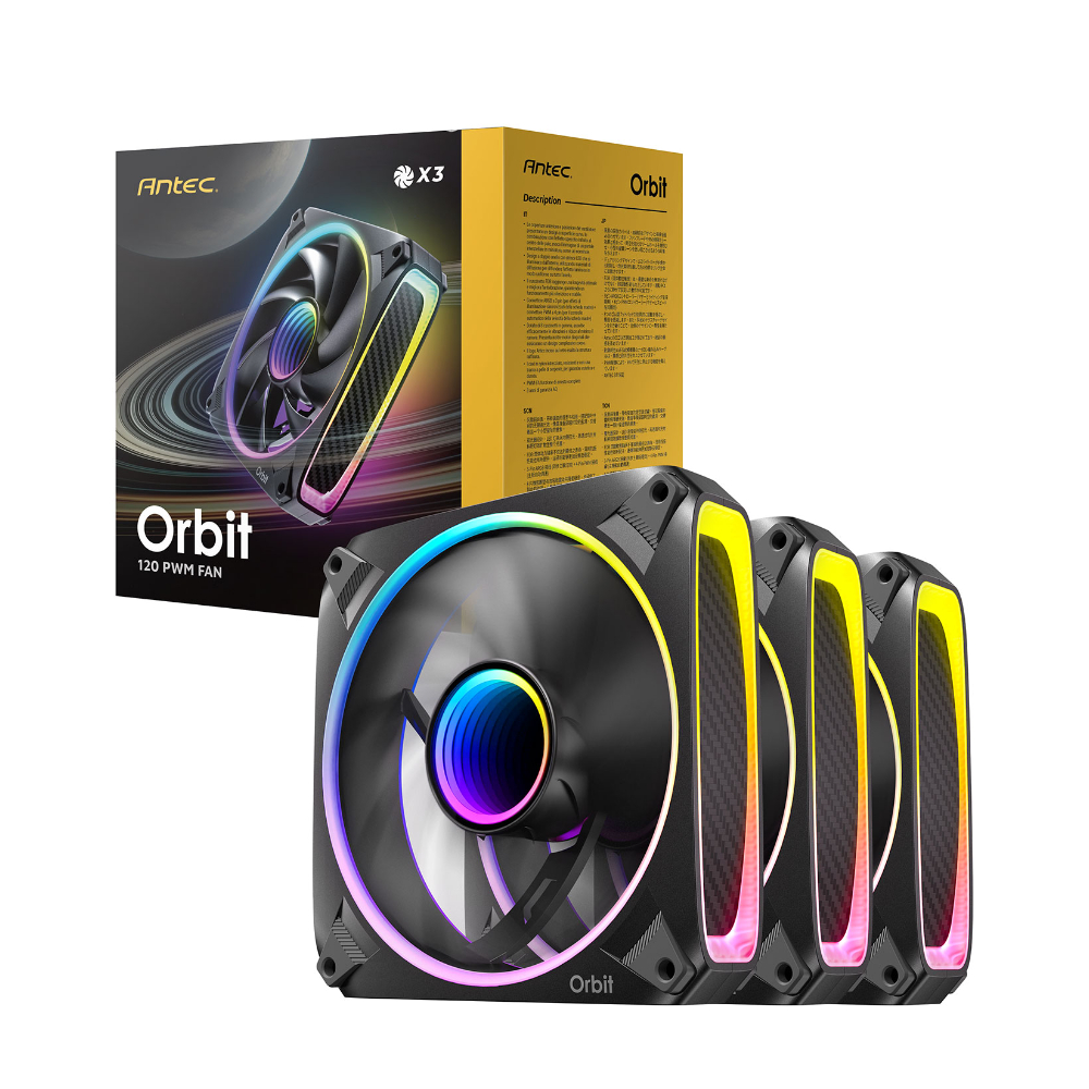 Antec Orbit 120 mm ARGB 3 Pack Fan Computer Case - Black