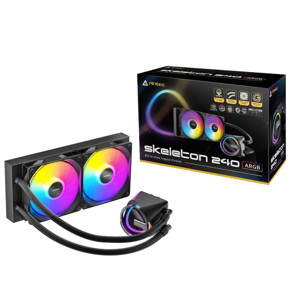 Antec Skeleton 240 ARGB Processor All-in-one Liquid Cooler 12 cm Black
