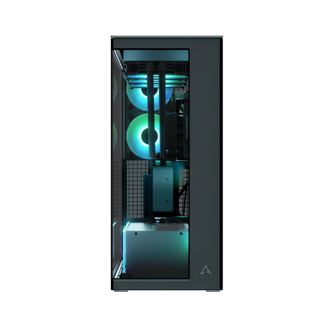 Arctic Xtender ARGB Mirror Tempered Glass w/ Vertical Mount Mid Tower PC Case - Black