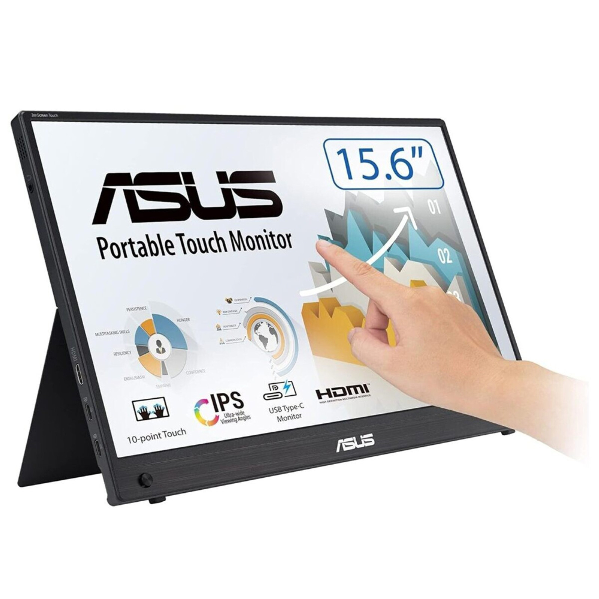 ASUS ZenScreen MB16AHT 15.6" Full HD IPS LED 60Hz 5ms USB-C 10-Point Touch Portable Monitor