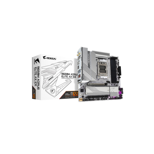 GIGABYTE B650M AORUS ELITE AX ICE Micro ATX AMD Socket AM5 Motherboard
