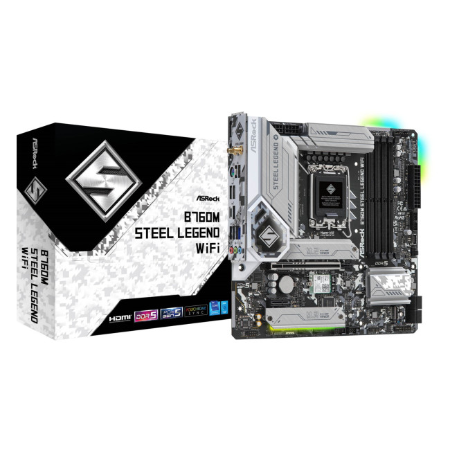 Asrock B760M STEEL LEGEND WIFI Intel B760 DDR5 Micro-ATX LGA-1700 Motherboard