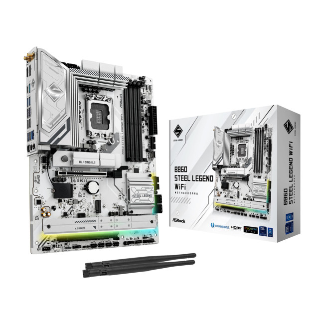 Asrock B860 STEEL LEGEND WIFI Intel B860 DDR5 ATX Socket LGA 1851 Motherboard - B860 STEEL LEGEND WIFI