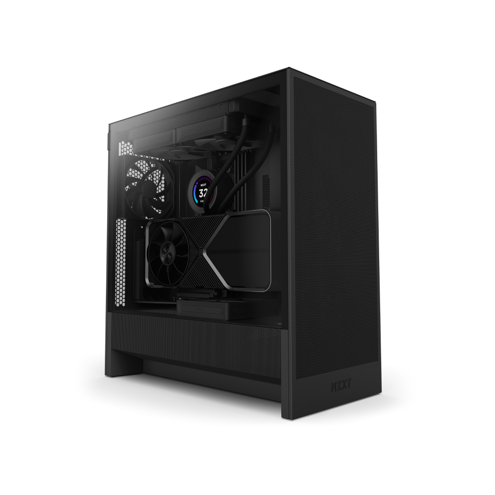 Nzxt Black H5 Flow Tempered Glass Mid Tower Atx Gaming Pc Case
