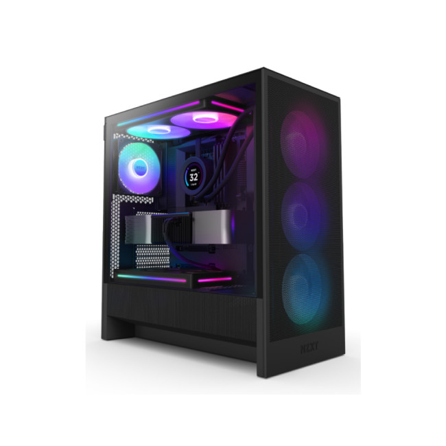 NZXT H5 Flow RGB Tempered Glass Mid Tower Gaming PC Case Black