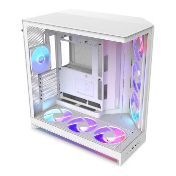 NZXT H9 Flow RGB+ (2025) Dual Chamber Mid Tower ATX Gaming PC Case - White