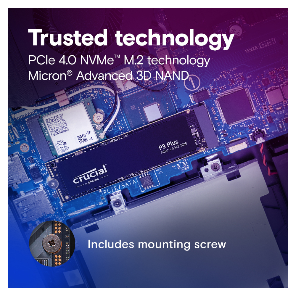 Crucial P3 Plus CT1000P3PSSD8 1TB M.2 NVMe SSD - Black