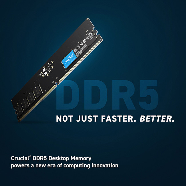 Crucial 32GB 5600MHz Non-ECC Unbuffered DDR5 Desktop Memory Module - CT2K16G56C46U5