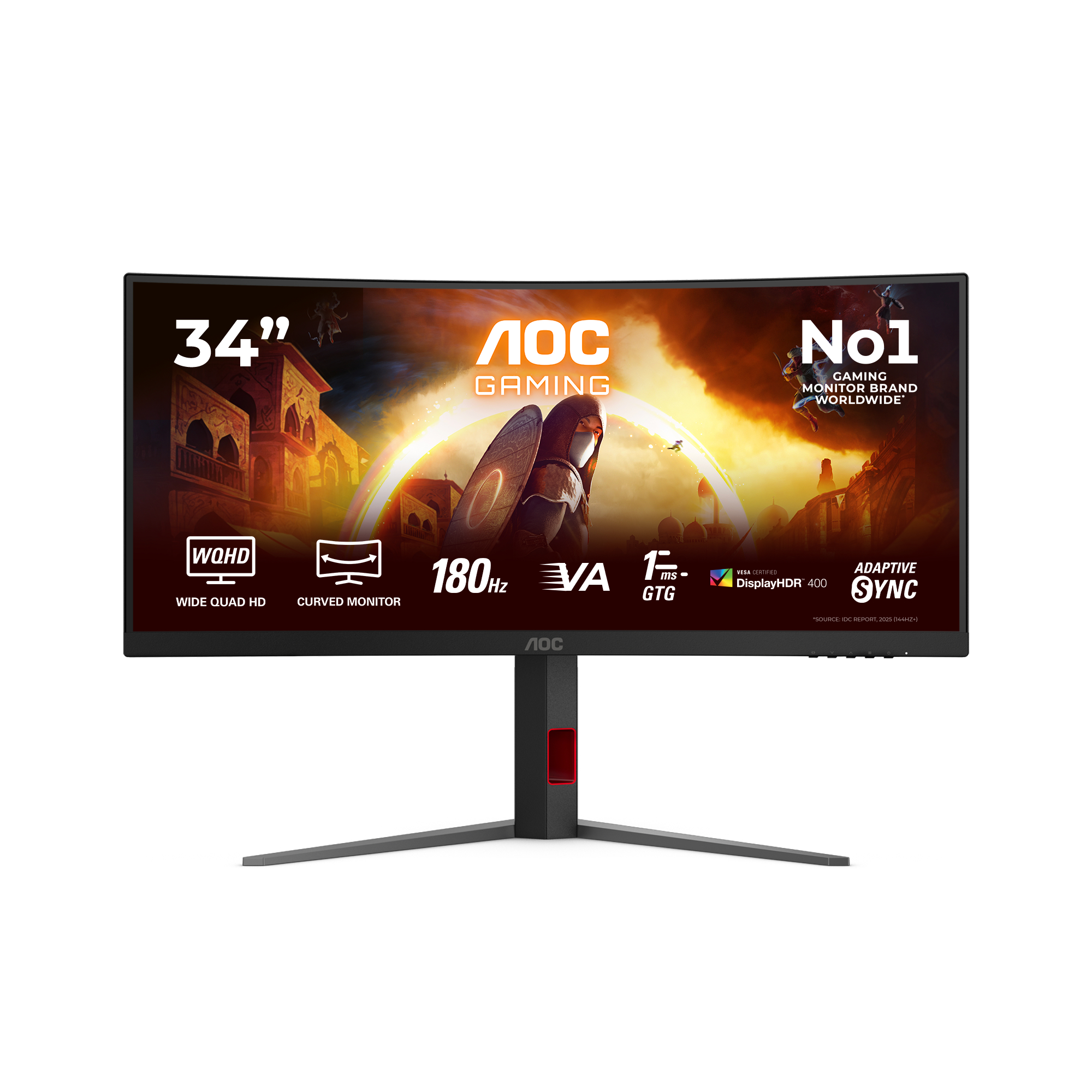 AOC AGON CU34G4CA 34" Ultrawide Quad HD Fast VA 180Hz 0.5ms Curved Gaming Monitor with Speakers