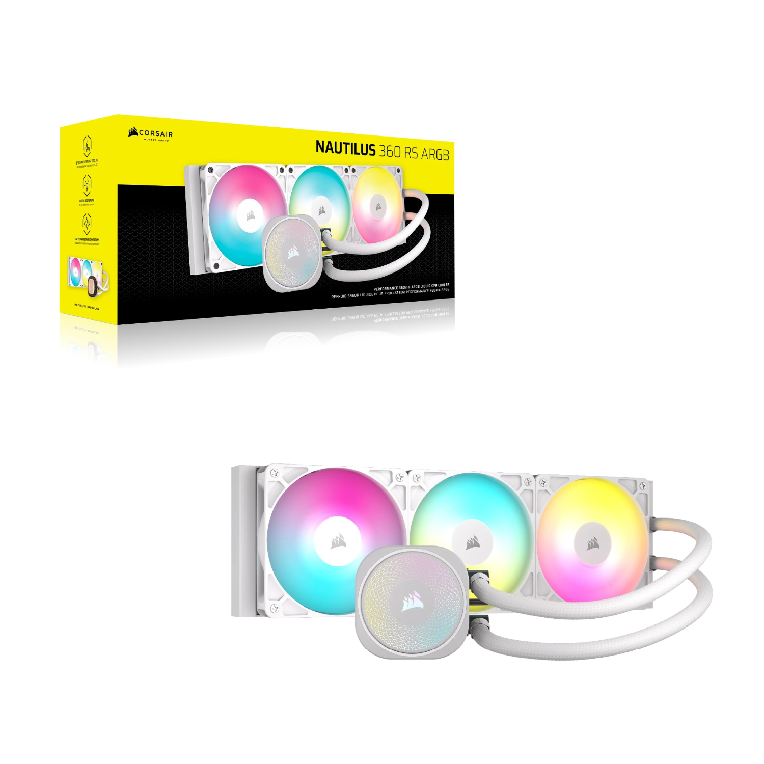 Refurbished Corsair Nautilus 360 RS ARGB Intel/AMD AIO Liquid CPU Cooler - White