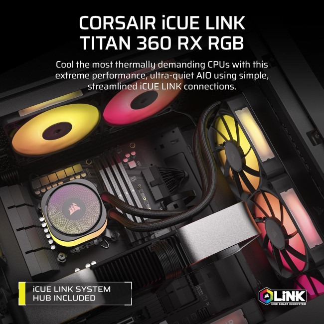 Corsair iCUE Link Titan 360 RX RGB Intel/AMD AIO Liquid CPU Cooler - Black