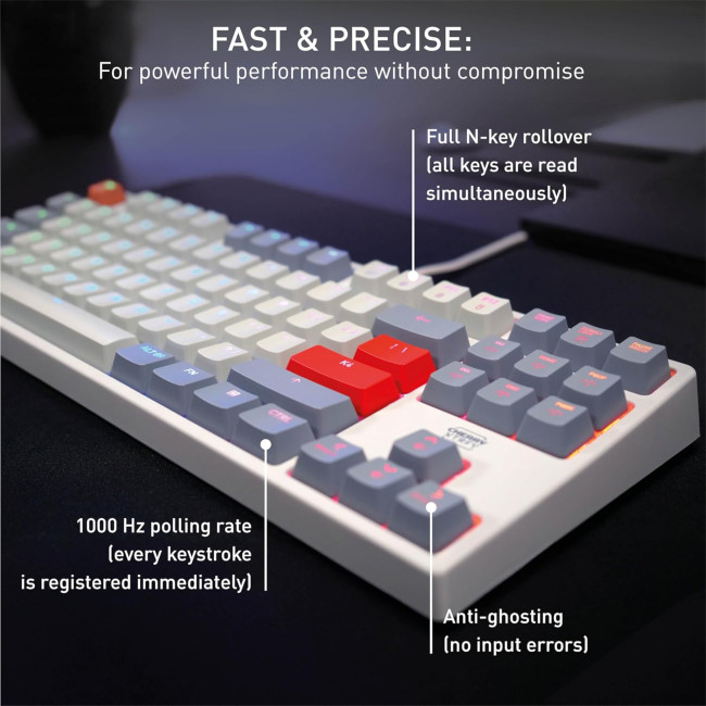 Cherry XTRFY K4V2 RGB Tenkeyless Retro Edition Wired Gaming Keyboard - Grey