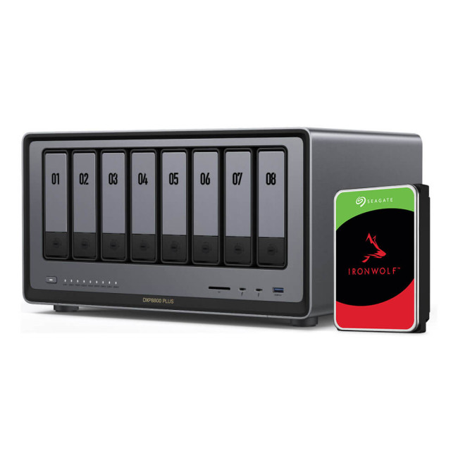 UGREEN NASync DXP8800 Plus 8-Bay-NAS (Diskless) Includes 64TB (Seagate Ironwolf) Hard Drive Bundle
