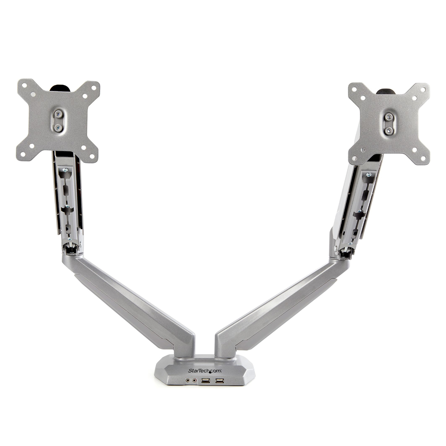 StarTech Up to 32" Spring-Assisted Full Motion Desk Mount Clamp Dual Monitor Arm - Silver