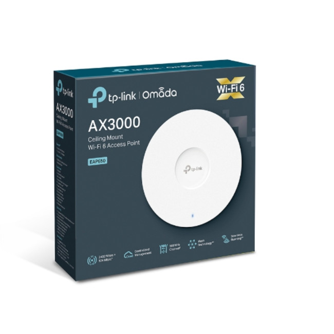TP-Link Omada AX3000 MU-MIMO Indoor IEEE 802.11ax/ac/n/g/b/a Access Point